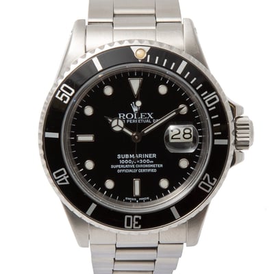 Rolex Submariner 168000 With Oyster Bracelet and Black Dial