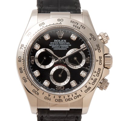 Rolex Daytona 116519 With Leather Stap and Black Dial