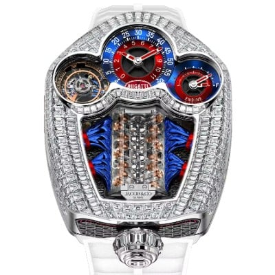 Lamine Yamal wearing his diamond-set Jacob & Co. Bugatti Tourbillon Baguette watch