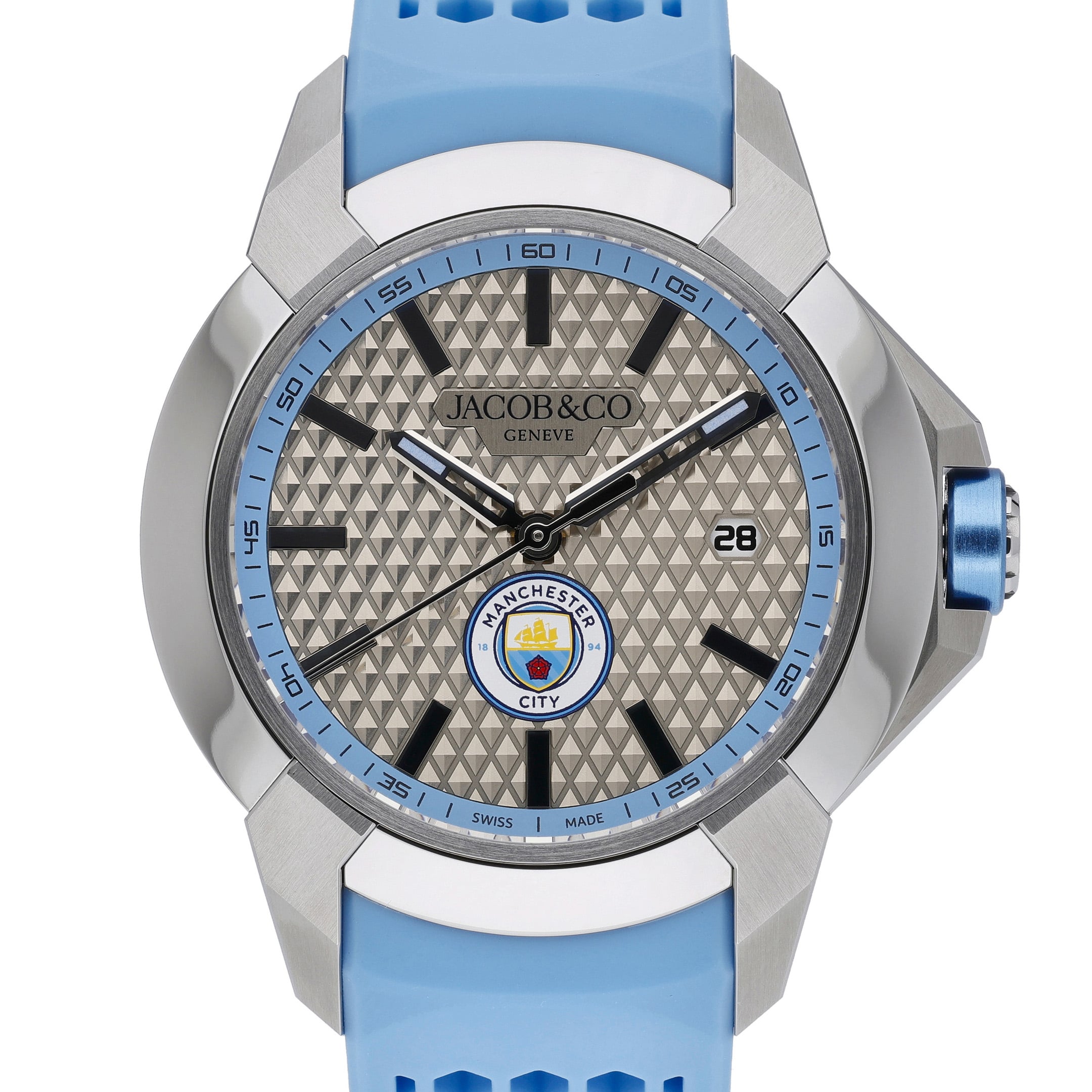 Jacob & Co Epic X Manchester City  EX130.20.AA.AA.A Silver Dial at Sonning Vintage Watches