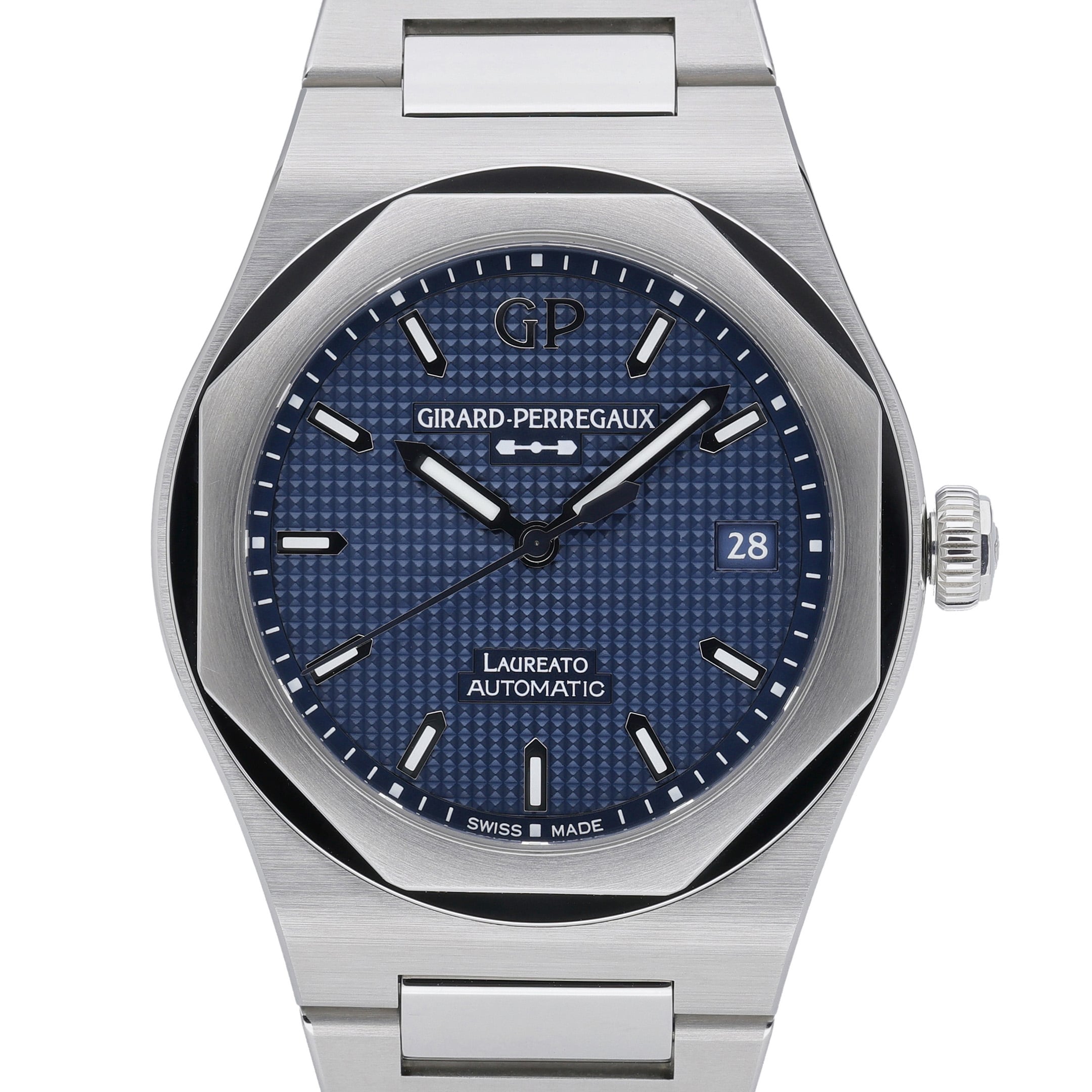 Girard Perregaux Laureato 81005-11-3460-1CM Blue Dial at Sonning Vintage Watches