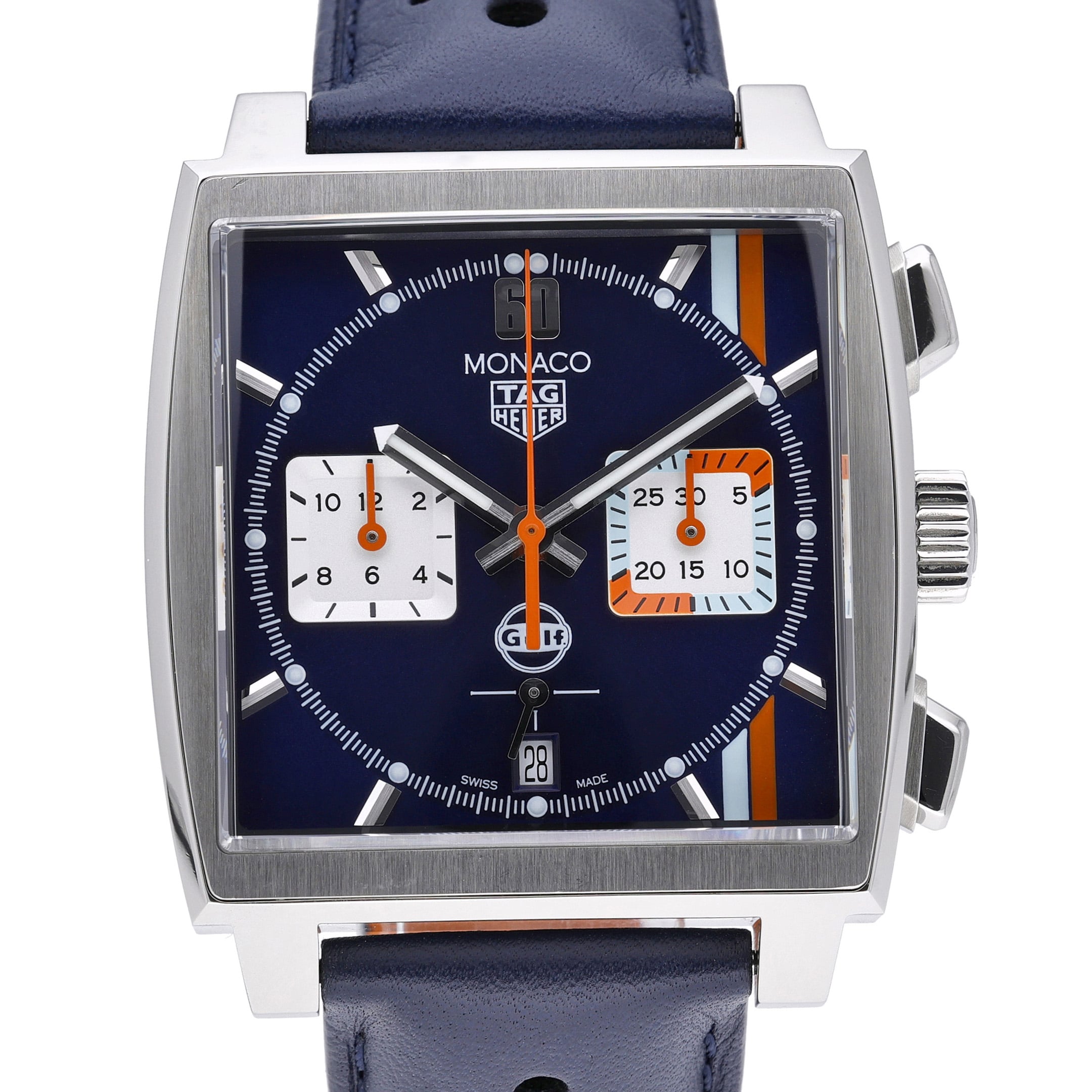 Tag Heuer Monaco X Gulf CBL2115 Blue Dial at Sonning Vintage Watches