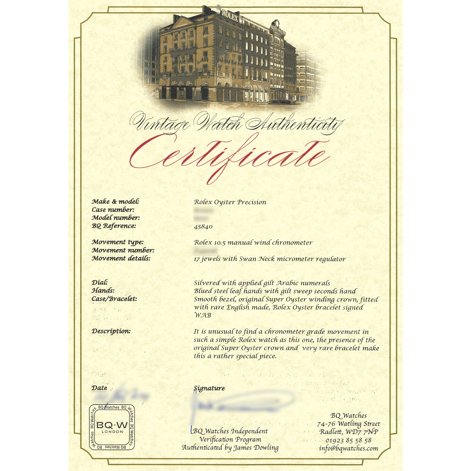 ROLEX PRECISION 6022 - SKU: 45840 - BQ Watches