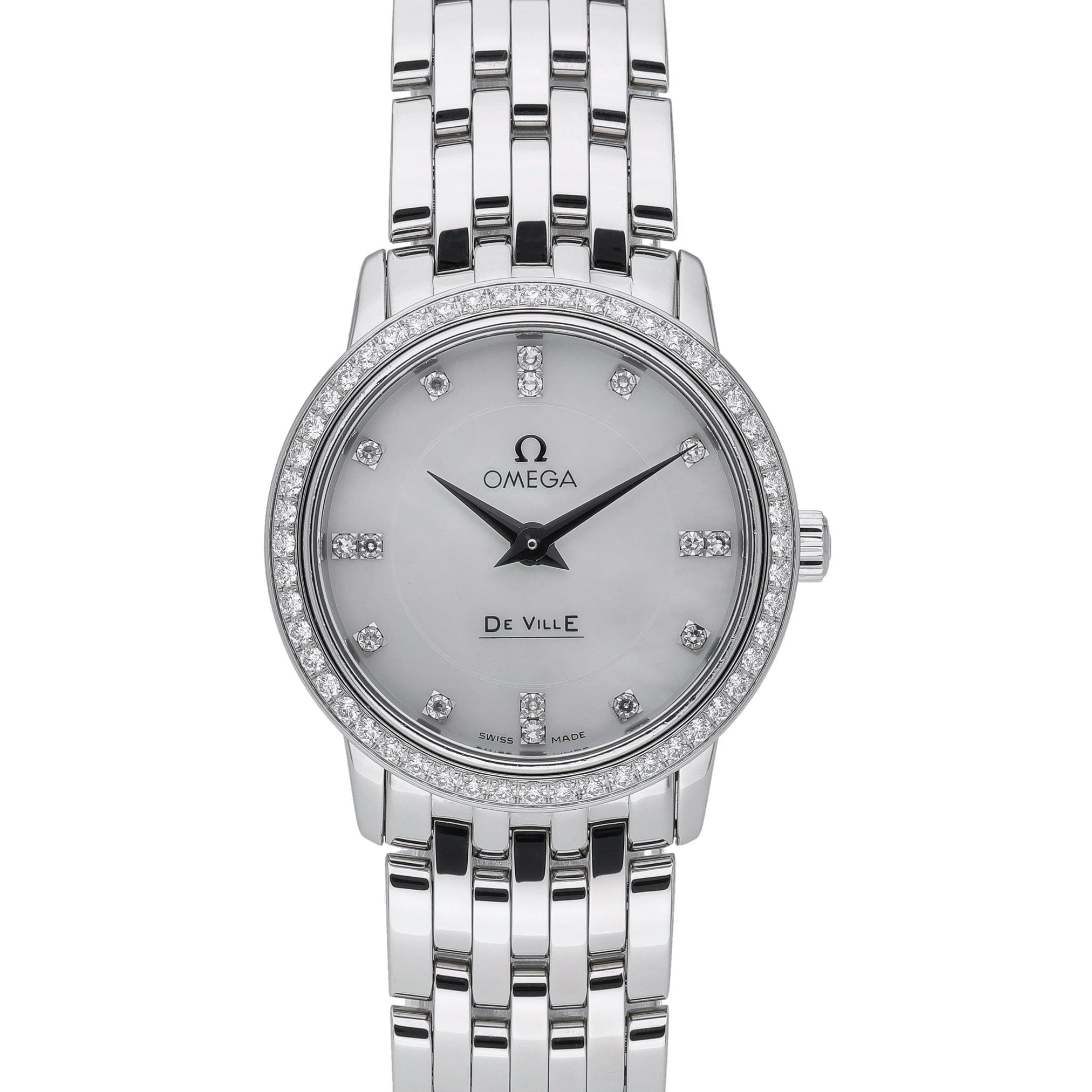 Omega De Ville Prestige 413.15.27.60.55.001 MOP Diamond Dial Dial at Sonning Vintage Watches