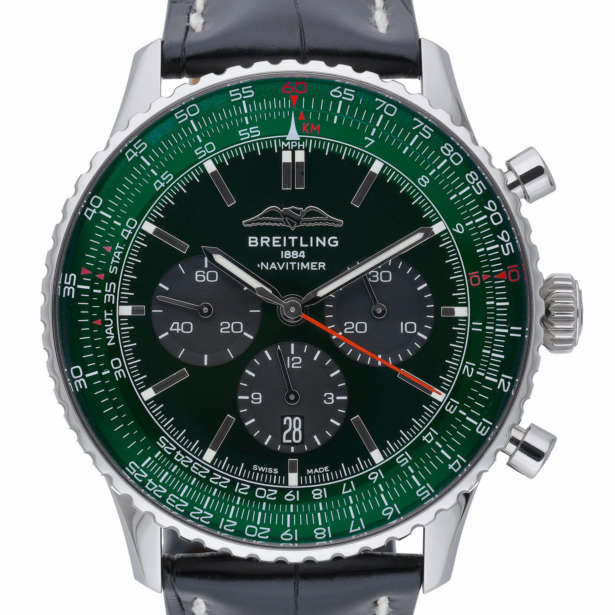 Breitling Navitimer B01 Chronograph AB0137 Green Dial at Sonning Vintage Watches