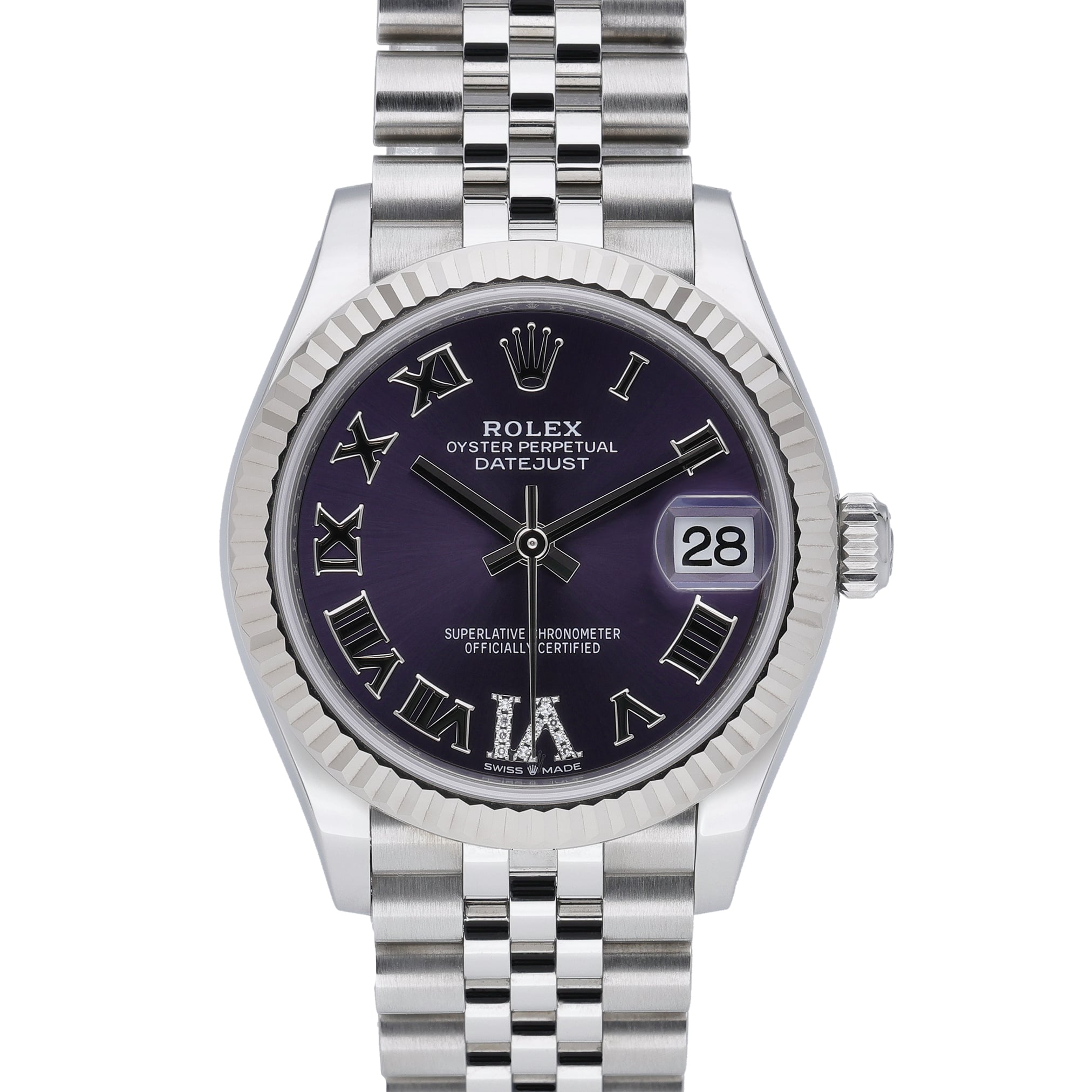 Rolex Datejust 31 278274 Aubergine set with diamonds Dial at Sonning Vintage Watches