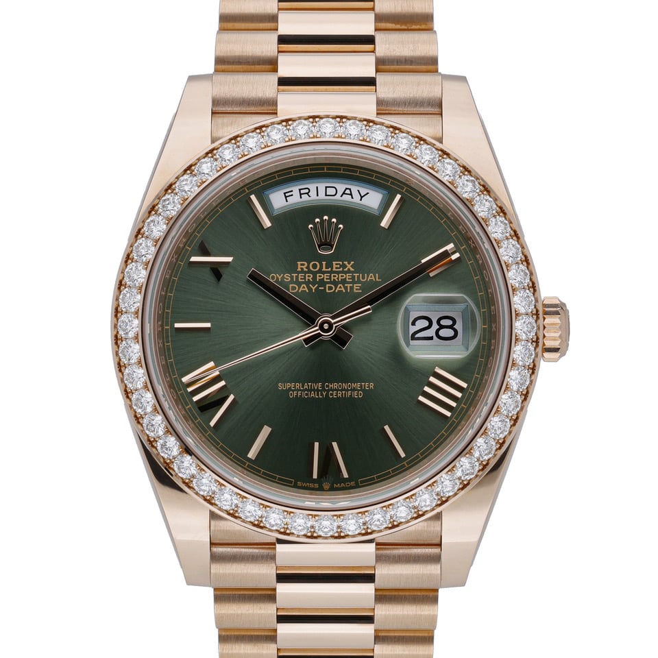 Rolex Day-Date 40 228345RBR Olive Dial at Sonning Vintage Watches