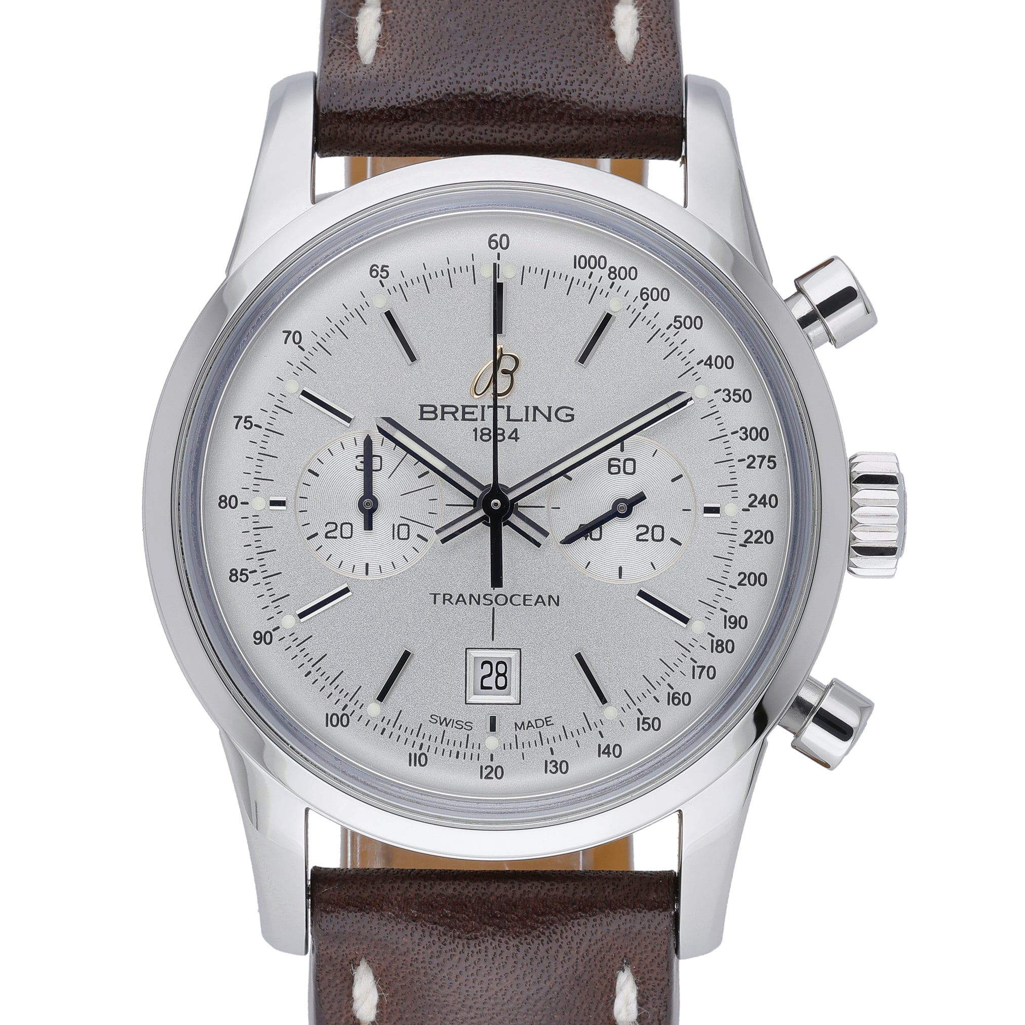 Breitling Transocean Chronograph  A4131012 Silver Dial at Sonning Vintage Watches
