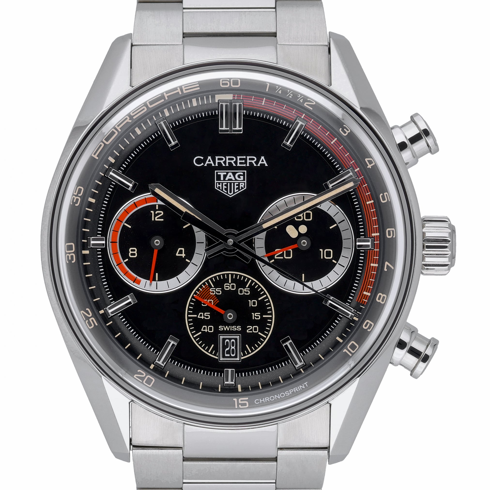 Tag Heuer Carrera Porsche Chronograph CBS2015 Black Dial at Sonning Vintage Watches