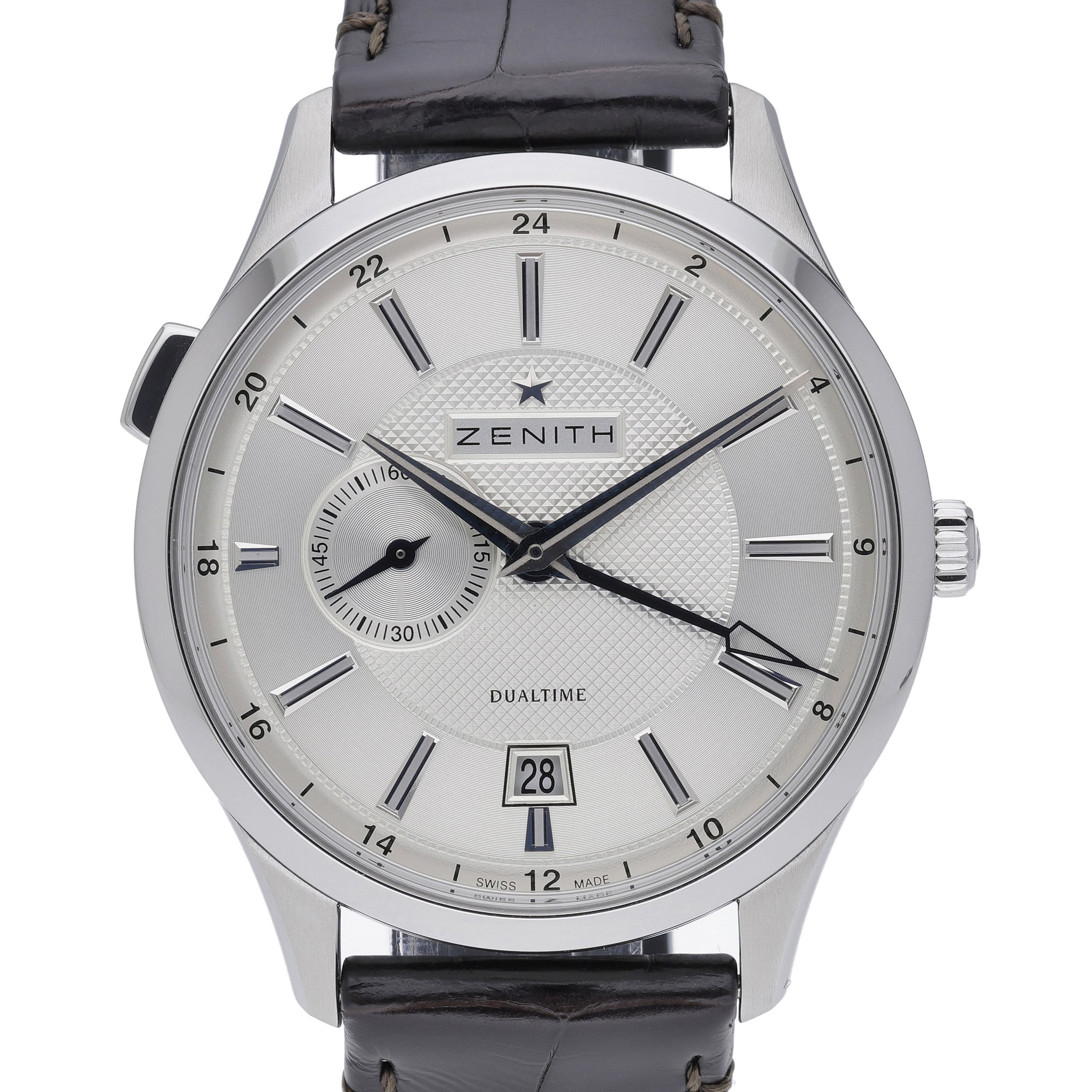 Zenith Elite Dual Time 03.2130.682 Silver Dial at Sonning Vintage Watches