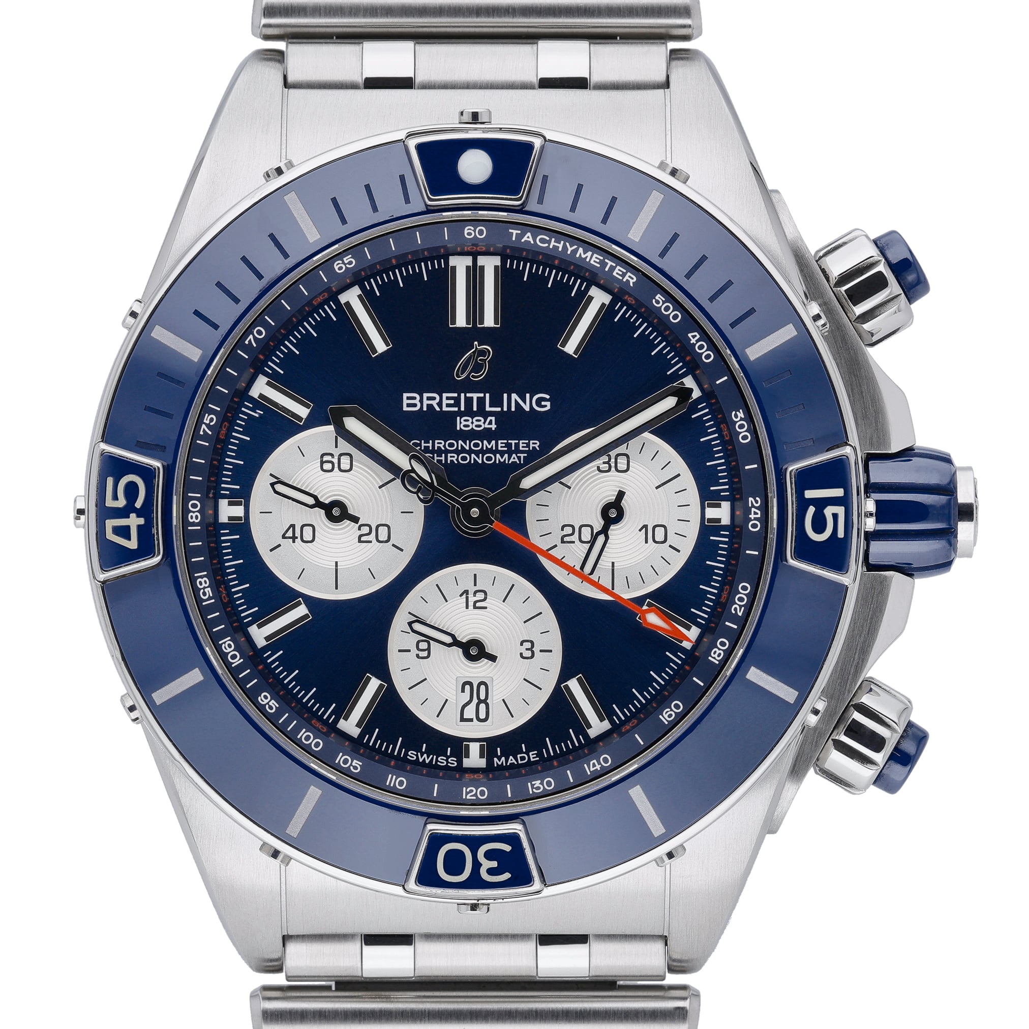 Breitling Chronomat AB0136 Blue Dial at Sonning Vintage Watches