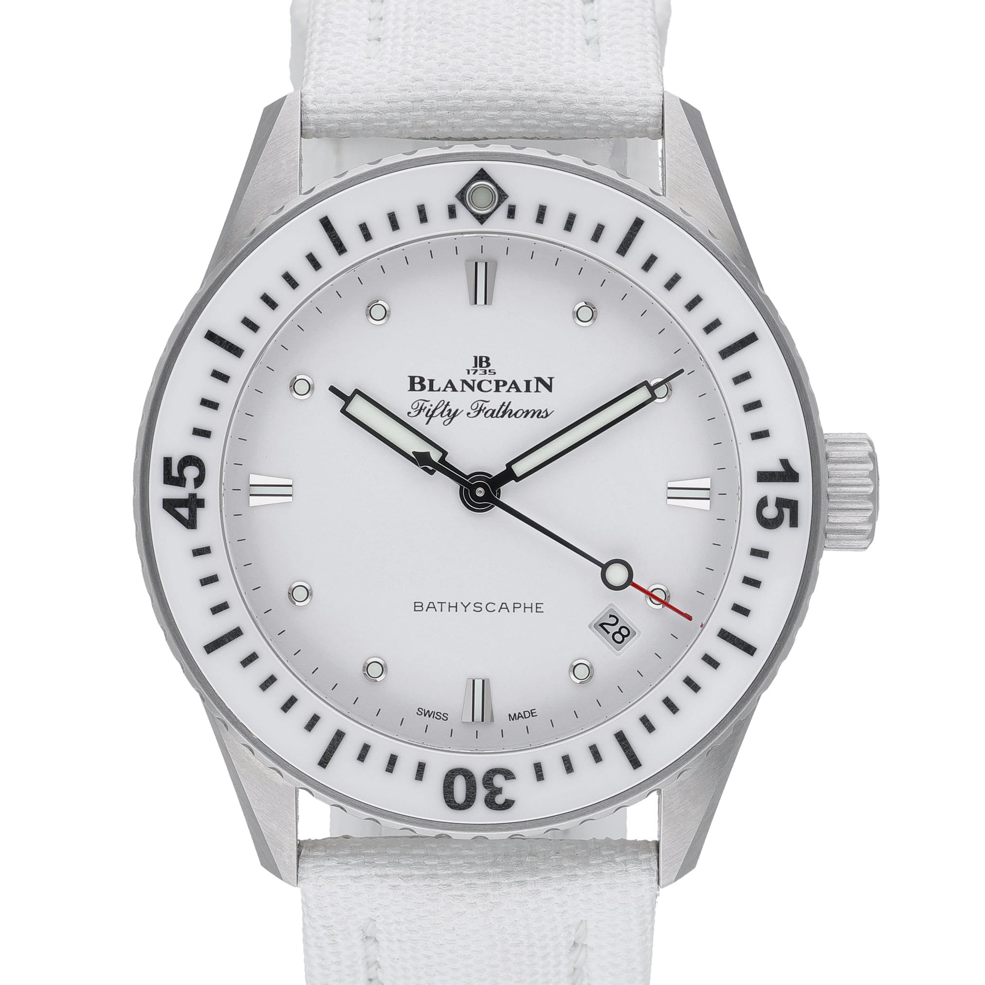 Blancpain Fifty Fathoms Bathyscaphe 5100-1127-W52A White Dial at Sonning Vintage Watches